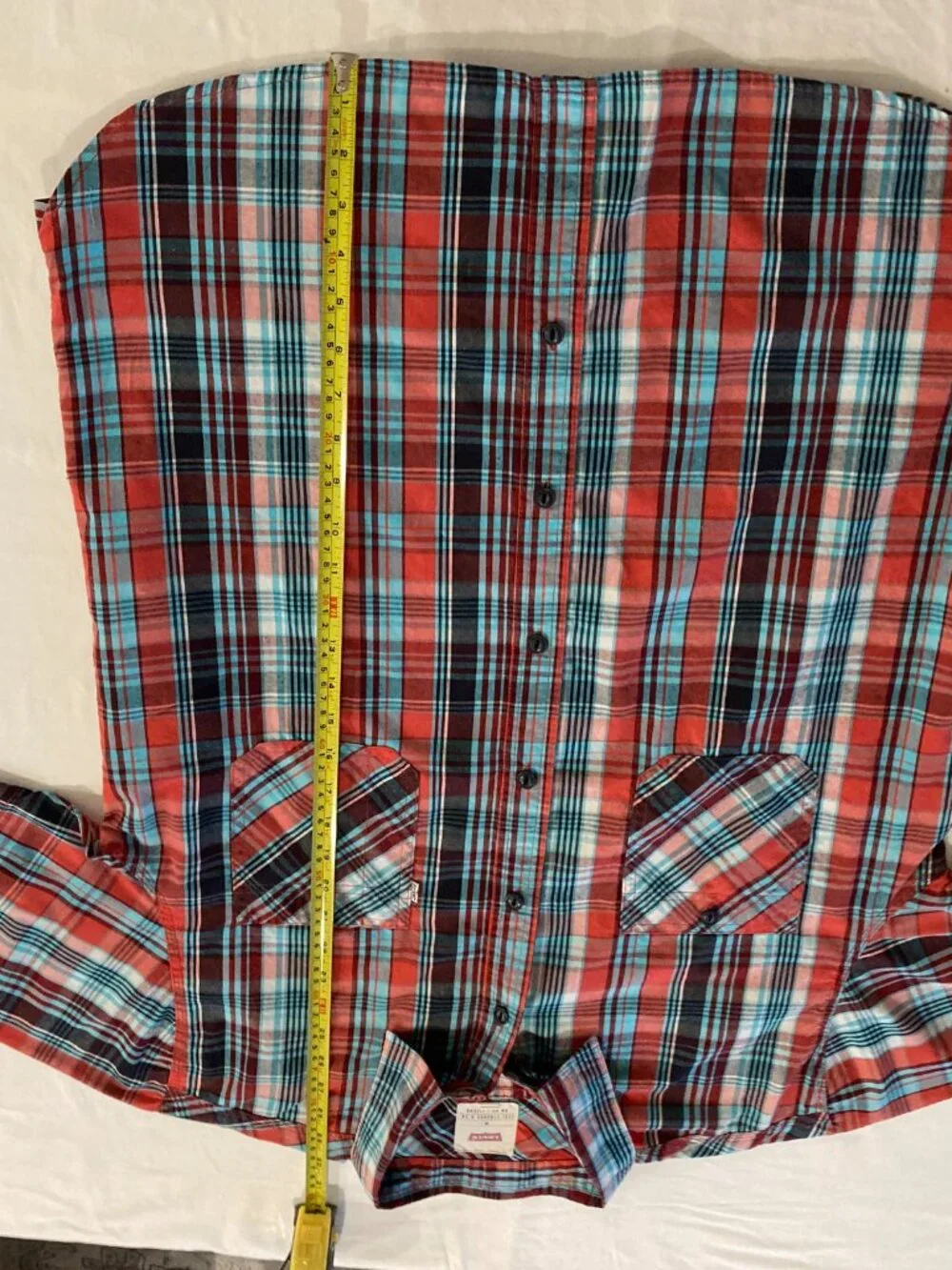 Levis Blue Red Brown Plaid Flannel Button Down Shirt XL